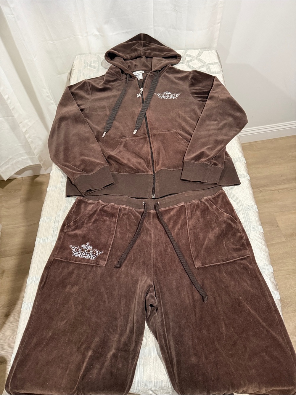 Disneyland crown rhinestone sweatpants and hoodie set
